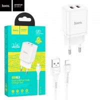 Сетевое зарядное устройство Hoco N25 2USB 2.1A Lightning white