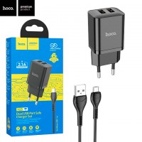 Сетевое зарядное устройство Hoco N25 2USB 2.1A micro USB black