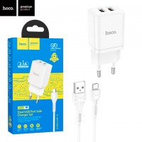 Сетевое зарядное устройство Hoco N25 2USB 2.1A micro USB white