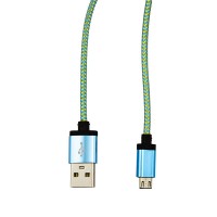 USB - Micro USB кабель UCA-424 металл-ткань 1m голубой
