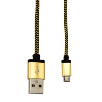 USB - Micro USB кабель UCA-424 металл-ткань 1m черно-золотистый