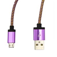 USB - Micro USB кабель UCA-424 металл-ткань 1m фиолетовый