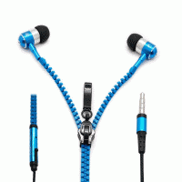 Наушники с микрофоном змейка Zipper Earphones синие