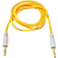 AUX кабель 3.5 M/M тканевый 1 метр желтый