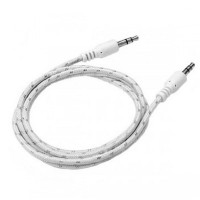 AUX кабель 3.5 M/M тканевый 1 метр белый
