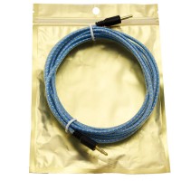 AUX кабель 3.5 M/M тканевый с силиконовым покрытием 3 метра синий