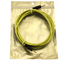 AUX кабель 3.5 M/M тканевый с силиконовым покрытием 3 метра желтый