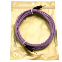 AUX кабель 3.5 M/M тканевый с силиконовым покрытием 3 метра фиолетовый