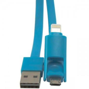 USB -Lightning шнур для iPhone 5/5s + micro USB 1m голубой в Одессе