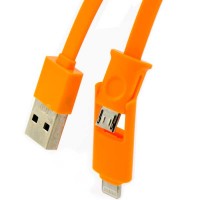 USB -Lightning шнур для iPhone 5/5s + micro USB 1m оранжевый