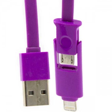 USB -Lightning шнур для iPhone 5/5s + micro USB 1m фиолетовый в Одессе