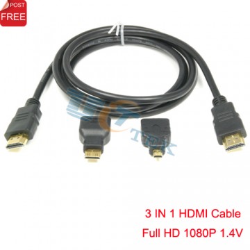 Кабель HDMI 1.5m с переходниками Micro и Mini HDMI в Одессе