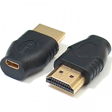 Переходник HDMI M/штекер-HDMI micro F/гнездо черный в Одессе
