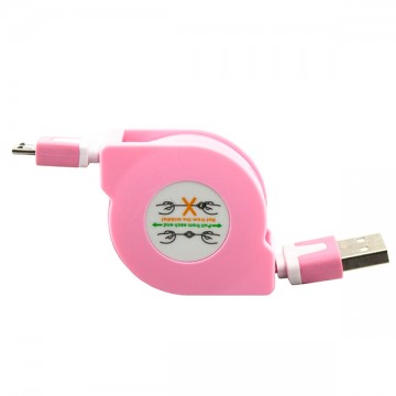 USB-Micro USB шнур рулетка 1m розовый  в Одессе
