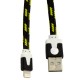USB кабель Lightning iPhone 5S плоский тканевый 1m черный в Одессе