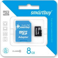 Micro SD 8GB 10 Class SmartBuy + SD adapter (SB8GBSDCL10-01)