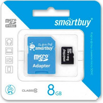 Micro SD 8GB 10 Class SmartBuy + SD adapter (SB8GBSDCL10-01) в Одессе