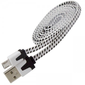 USB кабель Micro плоский тканевый 1m белый в Одессе