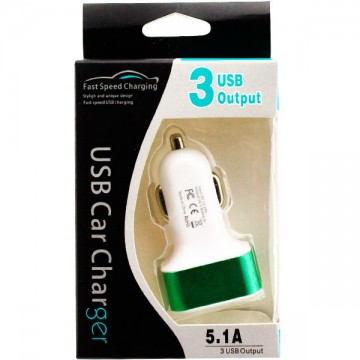 Автомобильное зарядное устройство 3USB 1.0A в коробке green в Одессе