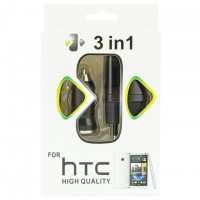 Сетевое+автомобильное зарядное устройство HTC 3in1 1USB 1.0A micro-USB black