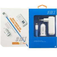 Сетевое+автомобильное зарядное устройство LDNIO S100 2USB 2.1A Lightning white