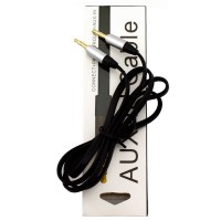 AUX кабель KQ-12 3.5 плоский c металлическим штекером 1 метр черный