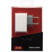 Сетевое зарядное устройство AWM 2USB 2.1A white блистер