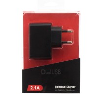 Сетевое зарядное устройство AWM 2USB 2.1A black блистер