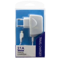 Сетевое зарядное устройство AWM 2.1A micro-USB white блистер