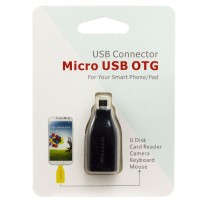 OTG переходник без шнура USB гнездо-Micro USB штекер черный