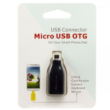 OTG переходник без шнура USB гнездо-Micro USB штекер черный в Одессе