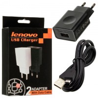 Сетевое зарядное устройство Lenovo Original 1USB 2.0A в коробке black