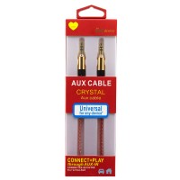 AUX кабель CRYSTAL с металлическим штекером красный