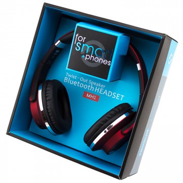 Bluetooth наушники с микрофоном MP3 FM SMART MH1 красные в Одессе