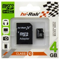 Карта памяти micro SD HI-RALI 4GB class 10 с адаптером SD