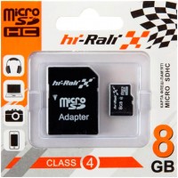 Карта памяти micro SD HI-RALI 8GB class 4 с адаптером SD