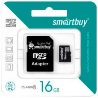 Карта памяти micro SD Smartbuy 16GB class 10 с адаптером SD