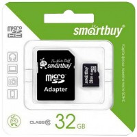 Карта памяти micro SD Smartbuy 32GB class 10 с адаптером SD