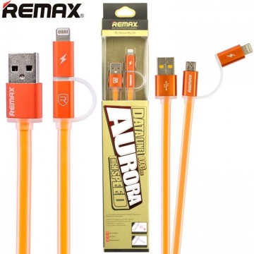 USB кабель Remax Aurora RC-020t 2in1 lightning-micro 1m оранжевый в Одессе