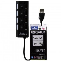 USB Hub H-01 4 PORT 0.5m additional power black