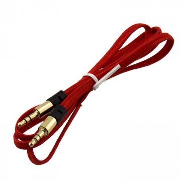 AUX кабель 3.5 плоский c металлическим штекером 1 метр красный в Одессе