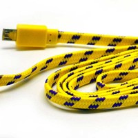 USB кабель Micro плоский тканевый 1m желтый