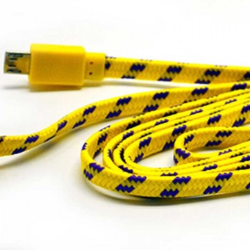 USB кабель Micro плоский тканевый 1m желтый в Одессе