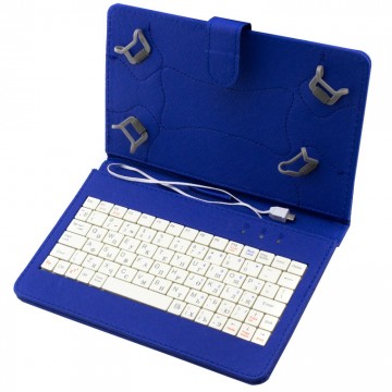 Чехол-клавиатура 7 дюймов Micro USB уголки-магнит синий в Одессе