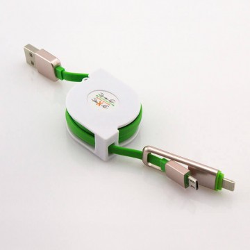 USB шнур рулетка 2in1 Micro USB/iPhone 5S 1m салатовый в Одессе