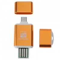 OTG Smart Card Reader USB+Micro SD+Micro USB золотистый