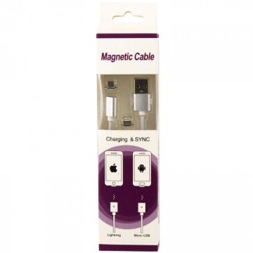 USB кабель Magnetic Cable 2in1 Lightning, micro USB 1m белый в Одессе