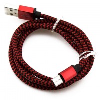 Micro USB шнур тканевый 1003 1m красный