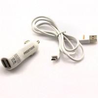 Автомобильное зарядное устройство PRESTIGIO 2in1 2USB 3.1A micro-USB white