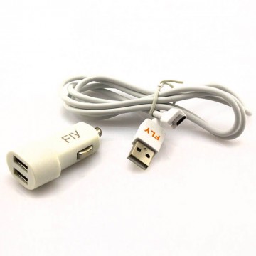 Автомобильное зарядное устройство Fly 2USB 2.0A micro-USB white в Одессе